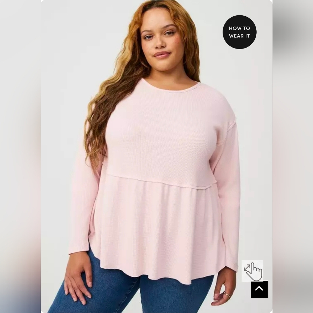 Torrid soft pink Thermal Crewneck Long Sleeve Top size 2x NWT